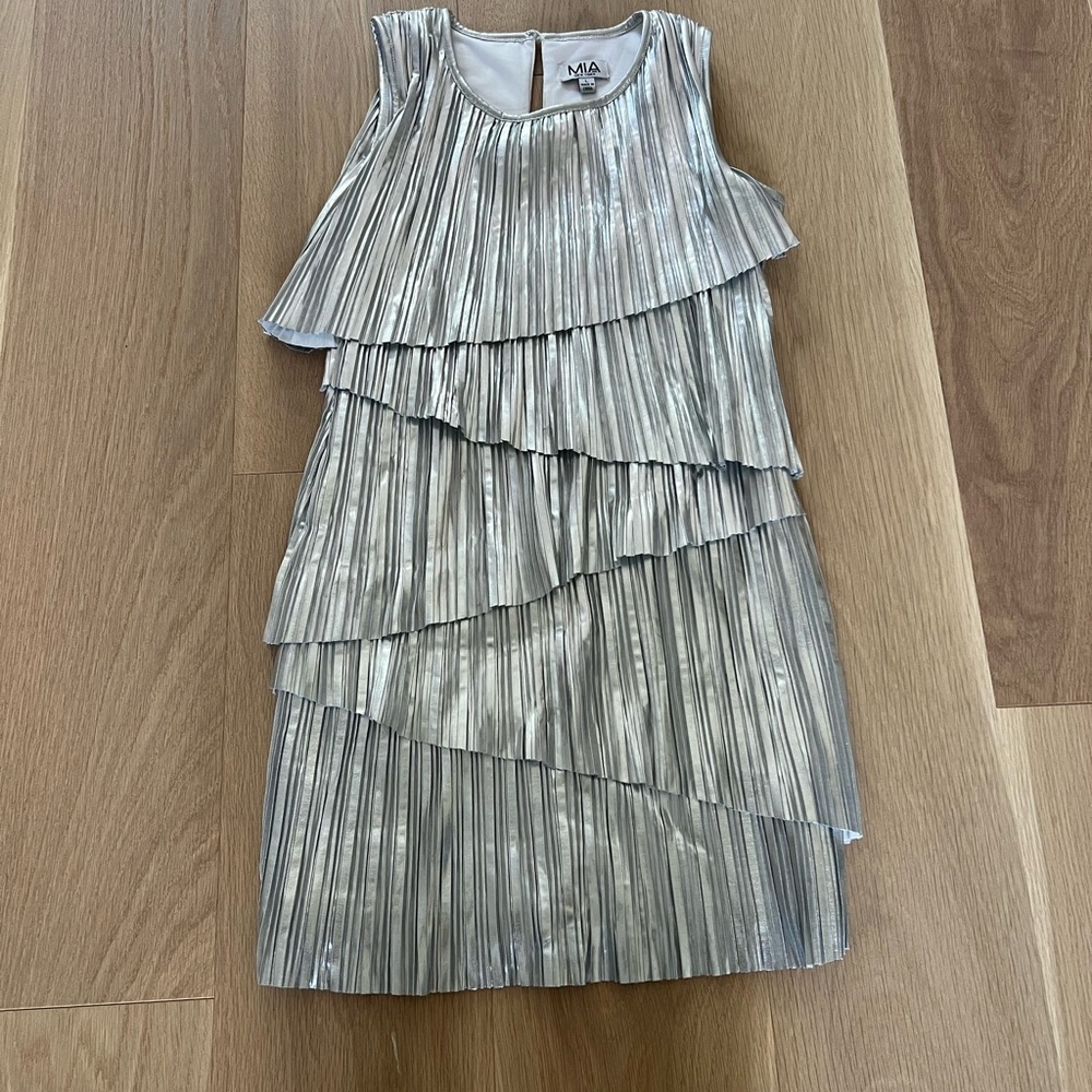 MIA Shimmering Silver Layered Dress